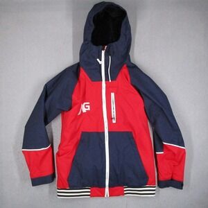 Analog Greed Snowboard Jacket Mens Medium Red Navy Colorblock 10K Waterproof AG
